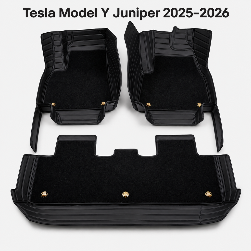 Dual-Layer 3D Floor Mats for Tesla Model Y 2025–2026 – PU Nappa Leather & Removable Carpet | Australian RHD
