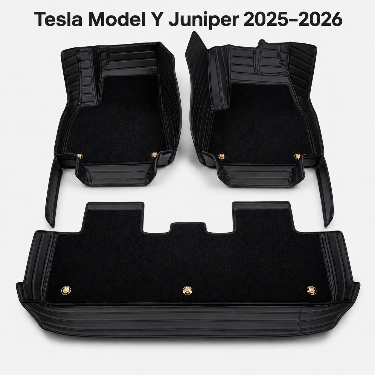 Dual-Layer 3D Floor Mats for Tesla Model Y 2025–2026 – PU Nappa Leather & Removable Carpet | Australian RHD