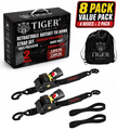 Tiger Australia 50mm x 3m Heavy-Duty Retractable Ratchet Straps 8-Pack Value Pack