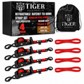 Tiger Australia 25mm x 3m T-Handle™ Retractable Ratchet Straps with Soft Loops 4-Pack(Red Limited Edition)