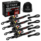 Tiger Australia 50mm x 3m Heavy-Duty Retractable Ratchet Straps with Soft Loops 4-Pack