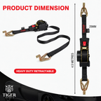 Tiger Australia Swan Hook Series 25mm × 4.5m Retractable Ratchet Straps 16-Pack Value Pack