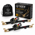 Tiger Australia Swan Hook Series 50mm × 4.5m Heavy-Duty Retractable Ratchet Straps 2-Pack(Black)