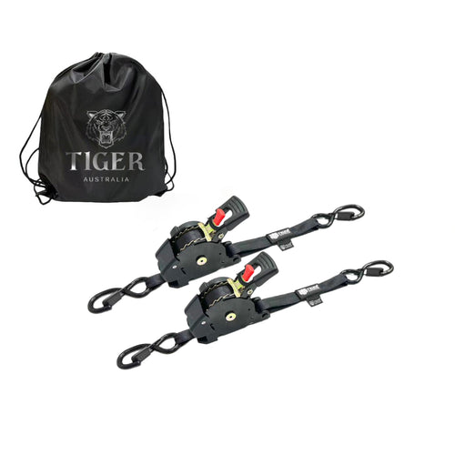 25mm x 4.5m Auto Retractable Ratchet Straps 2-Pack