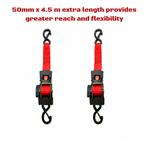 Tiger Australia 50mm x 4.5m Heavy Duty Retractable Ratchet Straps with Soft Loops 2-Pack(Red Limited Edition)