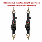 Tiger Australia Swan Hook Series 50mm × 4.5m Heavy-Duty Retractable Ratchet Straps 2-Pack(Black)