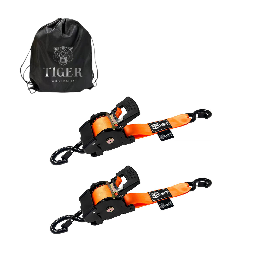 50mm x 4.5m Heavy Duty Auto Retractable Ratchet Straps 2-Pack