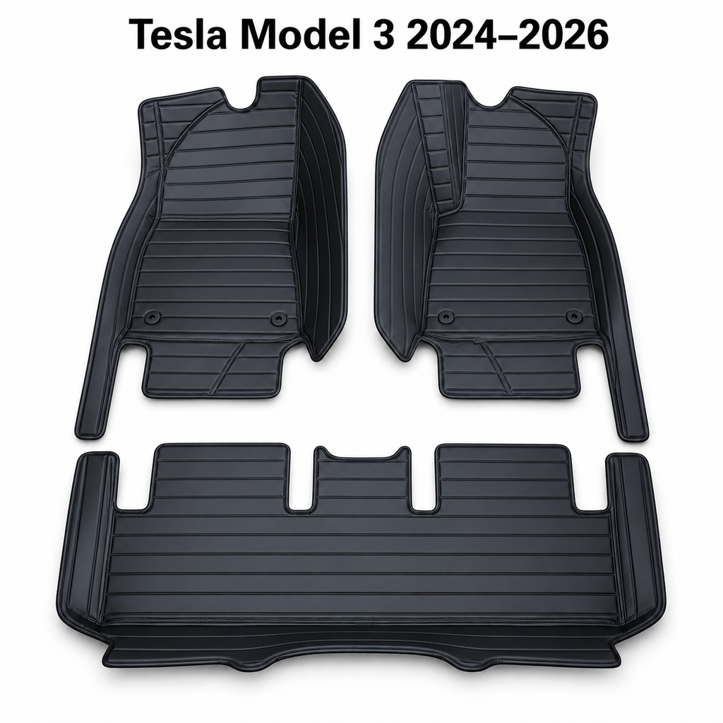 3D All-Weather PU Nappa Floor Mats for Tesla Model 3 2024–2026 | Australian RHD