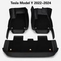 Dual-Layer 3D Floor Mats for Tesla Model Y 2022–2024 – PU Nappa Leather & Removable Carpet | Australian RHD