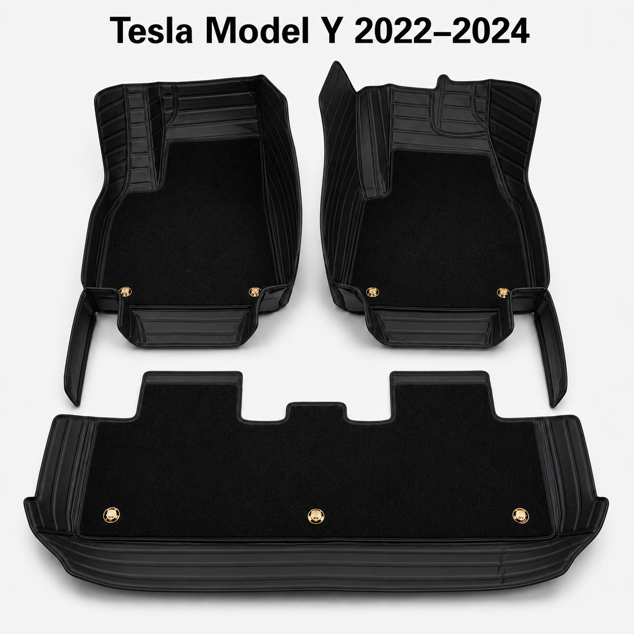 Dual-Layer 3D Floor Mats for Tesla Model Y 2022–2024 – PU Nappa Leather & Removable Carpet | Australian RHD