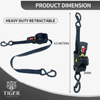Tiger Australia 25mm x 4.5m Auto Retractable Ratchet Straps 4-Pack