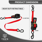 Tiger Australia 25mm x 4.5m Retractable Ratchet Straps with Soft Loops – 4 Pack (Red Limited Edition)