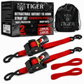 Tiger Australia 50mm x 3m Heavy Duty Retractable Ratchet Straps with Soft Loops 2-Pack(Red Limited Edition)