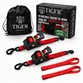 Tiger Australia 50mm x 4.5m Heavy Duty Retractable Ratchet Straps with Soft Loops 2-Pack(Red Limited Edition)