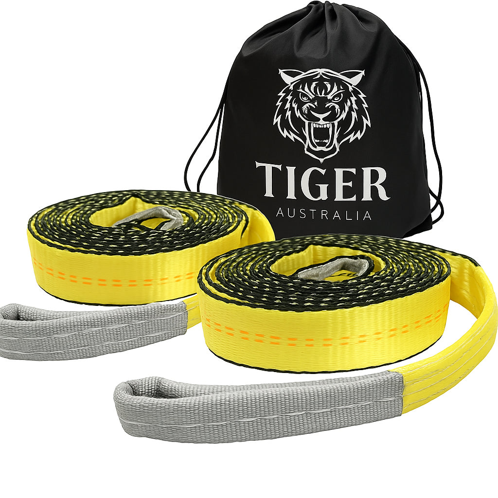 50mm x 4m Heavy Duty Vehicle Recovery Tow Strap for 4x4, Truck, SUV 2-Pack