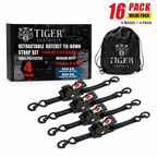 Tiger Australia 25mm x 4.5m Auto Retractable Ratchet Straps 16-Pack Value Pack