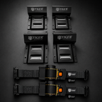Black straps with Tiger Australia logo on a dark background