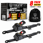 Tiger Australia 50mm × 3m Slow-Retracting Design Ratchet Straps 8-Pack Value Pack