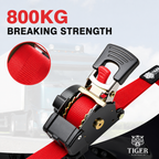 Tiger Australia 25mm x 4.5m Retractable Ratchet Straps with Soft Loops – 4 Pack (Red Limited Edition)