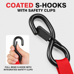 Tiger Australia 25mm x 4.5m Retractable Ratchet Straps with Soft Loops – 4 Pack (Red Limited Edition)