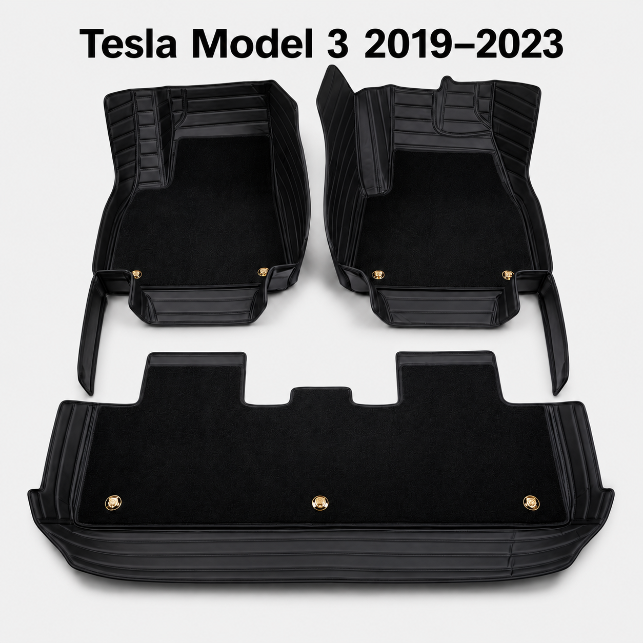 Dual-Layer 3D Floor Mats for Tesla Model 3 2019–2023 – PU Nappa Leather & Removable Carpet | Australian RHD