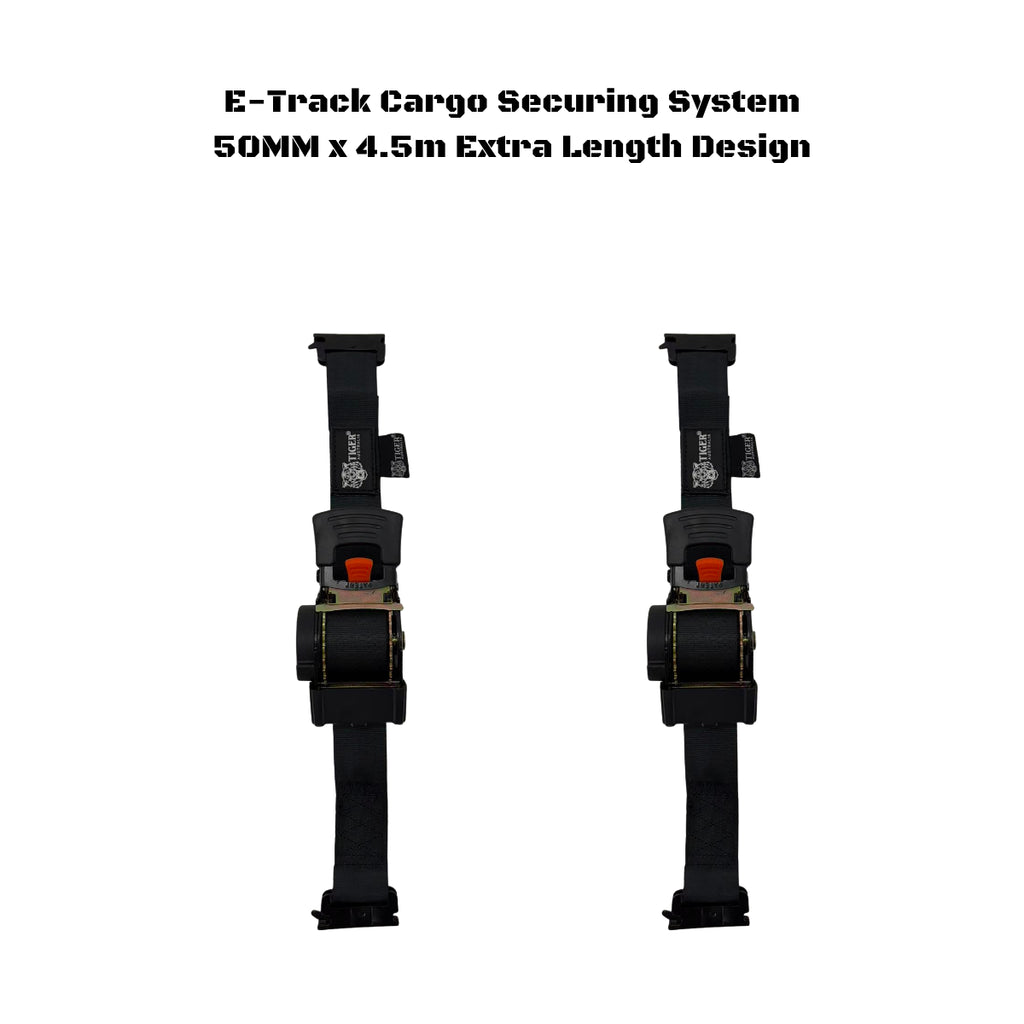 50mm x 4.5m Retractable E-Track Ratchet Straps-New Release Stainless Steel Spring Design