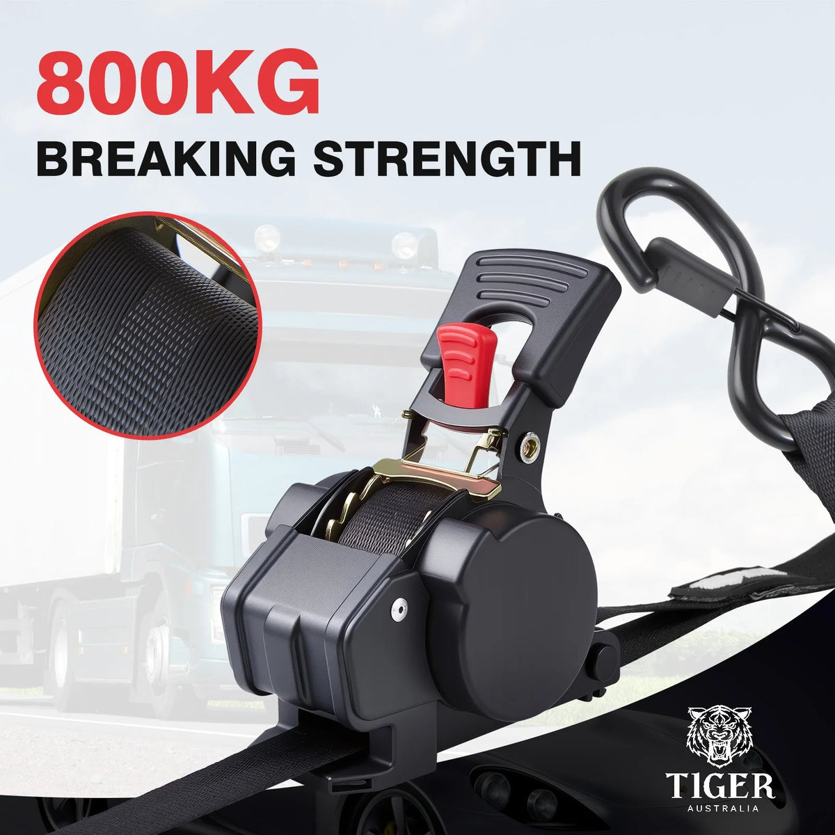 25mm × 3m New Auto Slow-Retracting Ratchet Straps 4-Pack