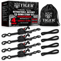 Tiger Australia 25mm x 3.5m Ultimate T-Handle™ Slow-Retracting Straps with Soft Loops 4-Pack(Black)