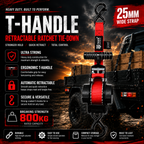 Tiger Australia 25mm x 3m T-Handle™ Retractable Ratchet Straps with Soft Loops 4-Pack(Red Limited Edition)