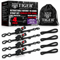 Tiger Australia 19mm x 3m Compact Auto Retractable Ratchet Straps 4-Pack with Soft Loops – 4 Pack