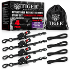 Tiger Australia 19mm x 3m Compact Auto Retractable Ratchet Straps 4-Pack with Soft Loops – 4 Pack