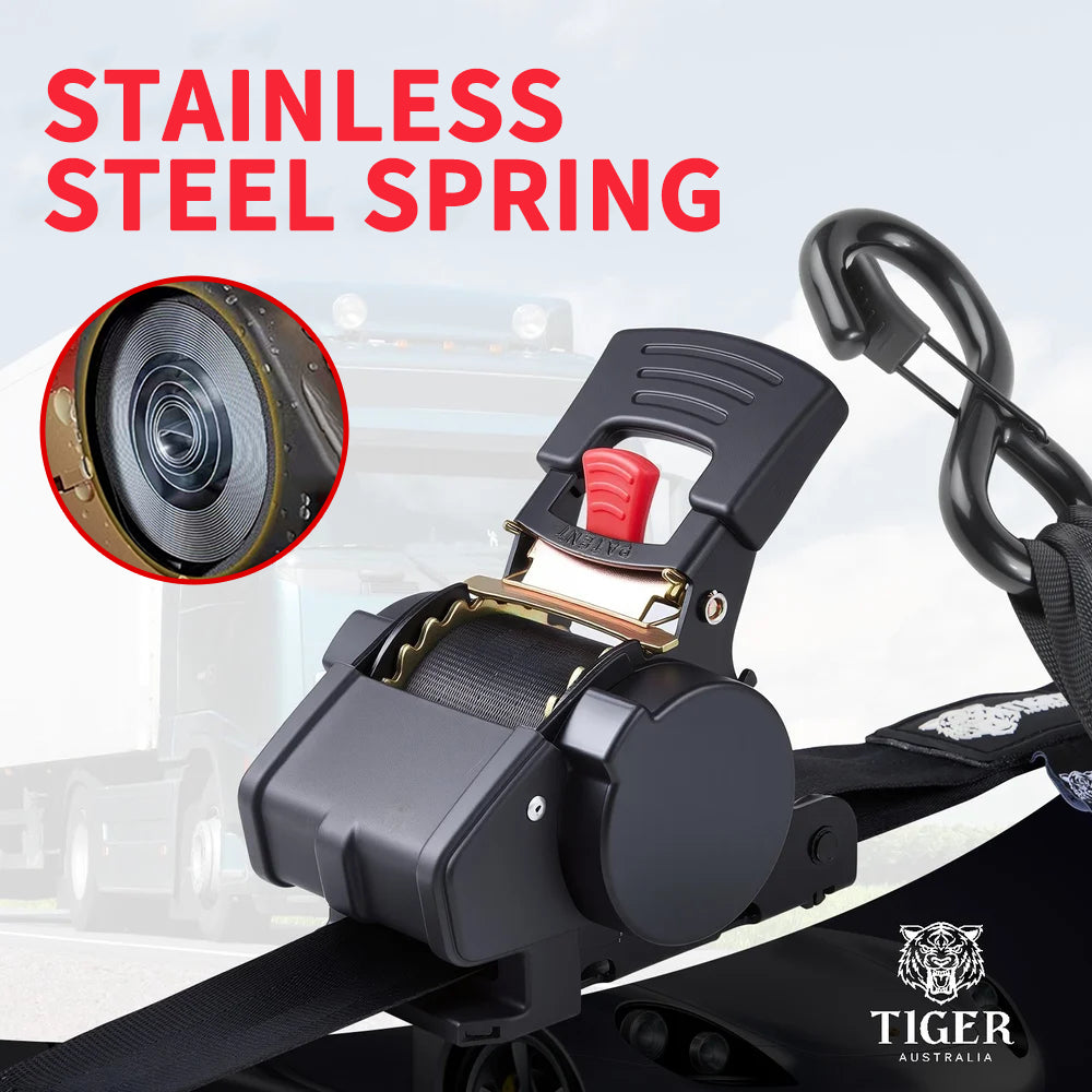 50mm x 4.5m Heavy Duty Auto Retractable Ratchet Straps 2-Pack