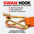Tiger Australia Swan Hook Series 25mm × 3m Retractable Ratchet Straps 4-Pack(Orange)