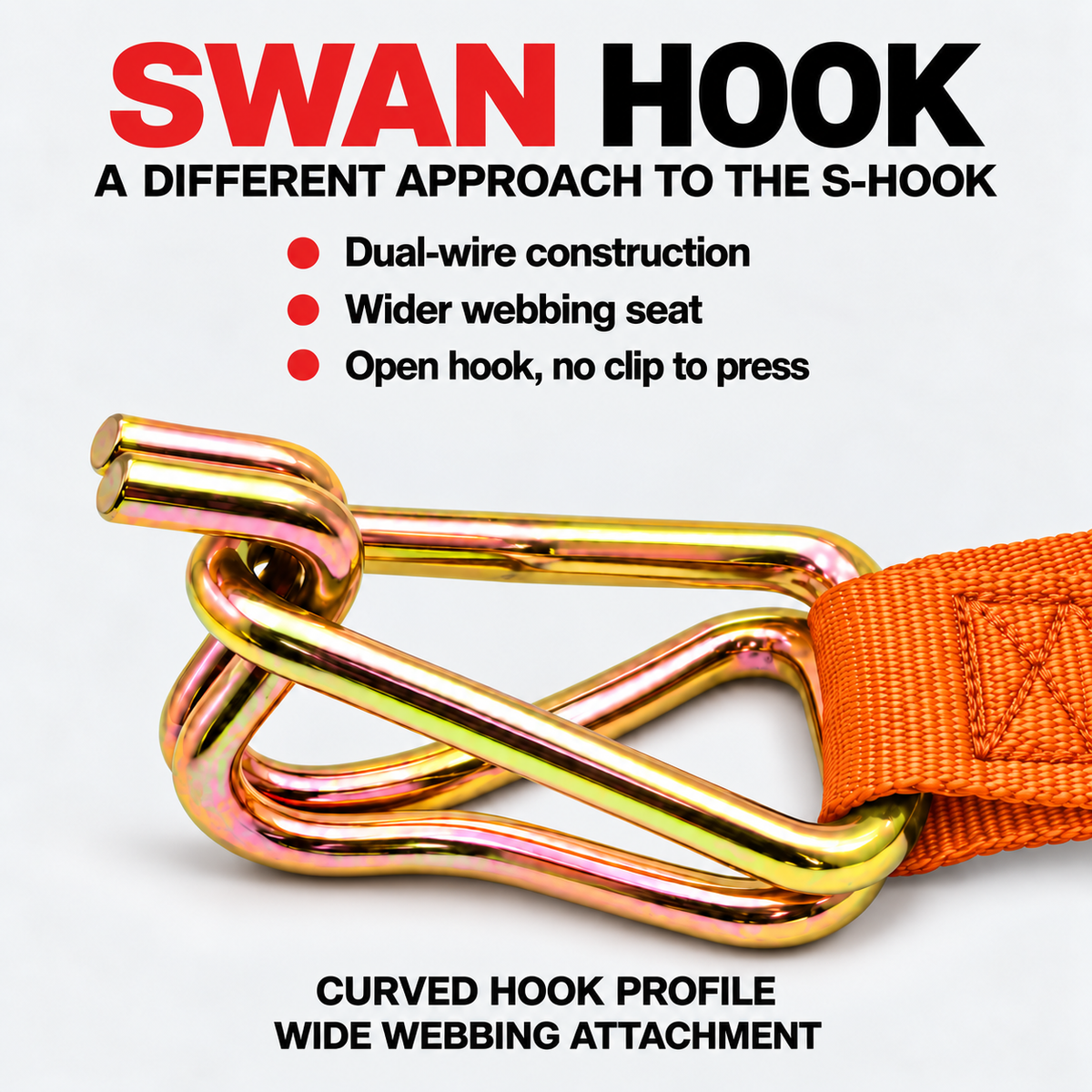 Tiger Australia Swan Hook Series 25mm × 3m Retractable Ratchet Straps 4-Pack(Orange)