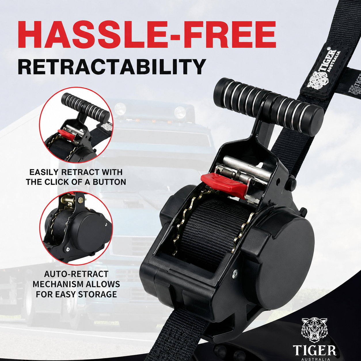 Tiger Australia Ultimate T-Handle™ Slow-Retracting Straps 4-Pack