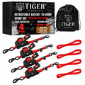 Tiger Australia 25mm x 3m Retractable Ratchet Straps with Soft Loops – 4 Pack (Red Limited Edition)