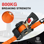 Tiger Australia Swan Hook Series 25mm × 3m Retractable Ratchet Straps 4-Pack(Orange)