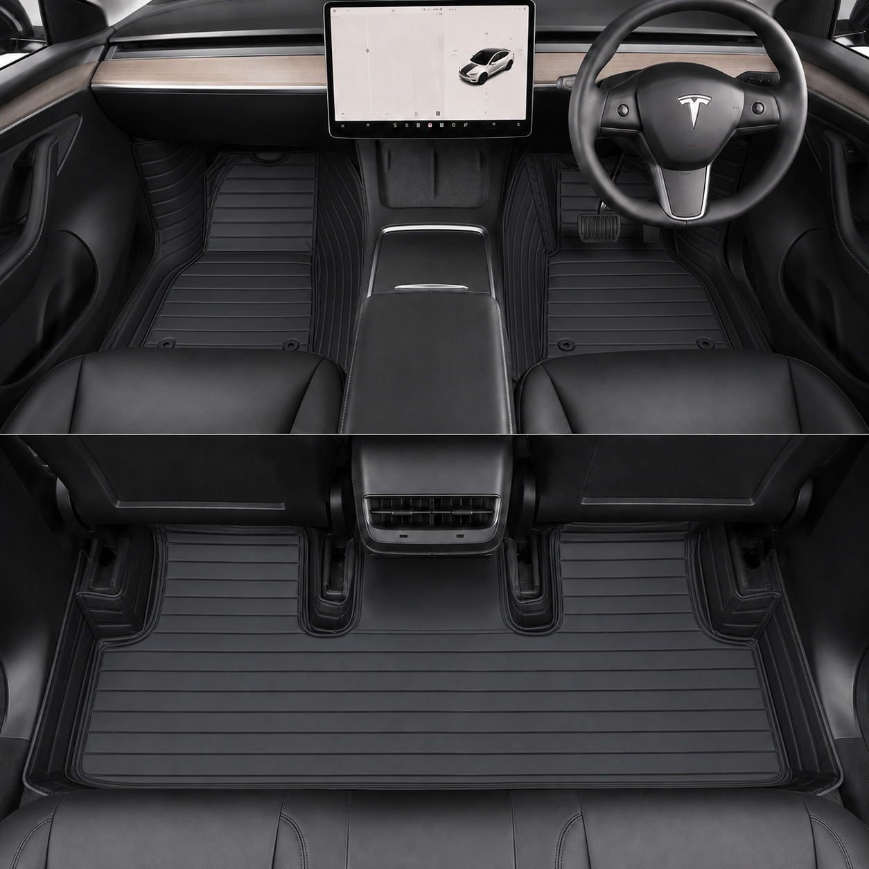 3D All-Weather PU Nappa Floor Mats for Tesla Model Y 2022–2024 – Australian RHD