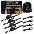 Tiger Australia 25mm x 3m Retractable Ratchet Straps with Soft Loops – 4 Pack