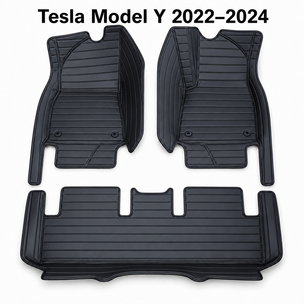 3D All-Weather PU Nappa Floor Mats for Tesla Model Y 2022–2024 – Australian RHD