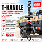 Tiger Australia 25mm x 3m T-Handle™ Retractable Ratchet Straps with Soft Loops 2-Pack