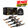 Tiger Australia Swan Hook Series 25mm × 4.5m Retractable Ratchet Straps 16-Pack Value Pack