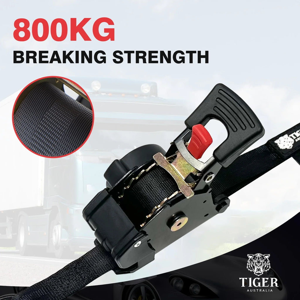 25mm x 3m Auto Retractable Ratchet Straps 2-Pack